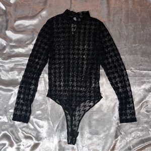 Black Sheer & Velvet Bodysuit